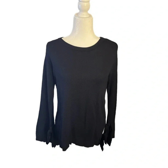 1‎ State Women’s Dainty Bow Tie Sleeve Knit Sweater, Black Size XS - Picture 2 of 8